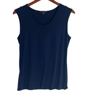 Eileen Fisher Womens Lightweight Viscose Jersey Shell Tank Top Navy Blue Medium